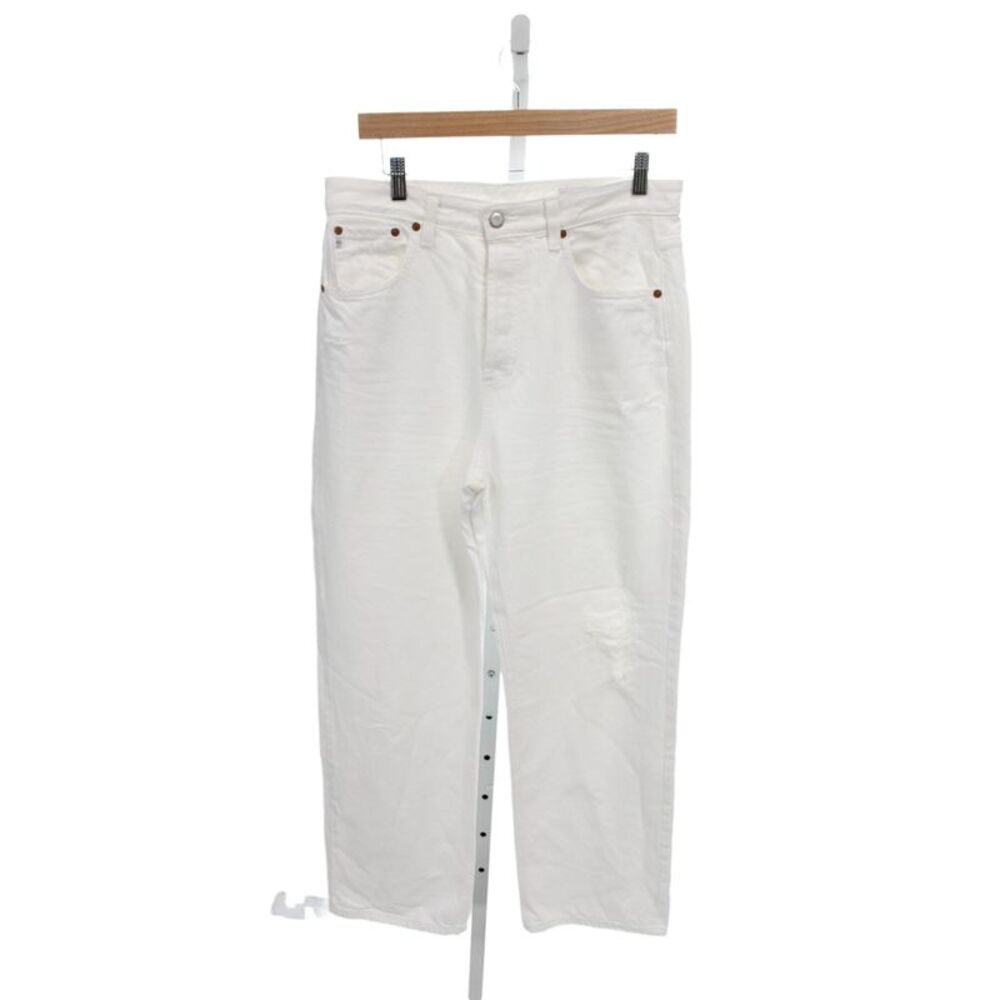 Club Monaco Women Straight Jeans White High Waist 100% Cotton Size 28